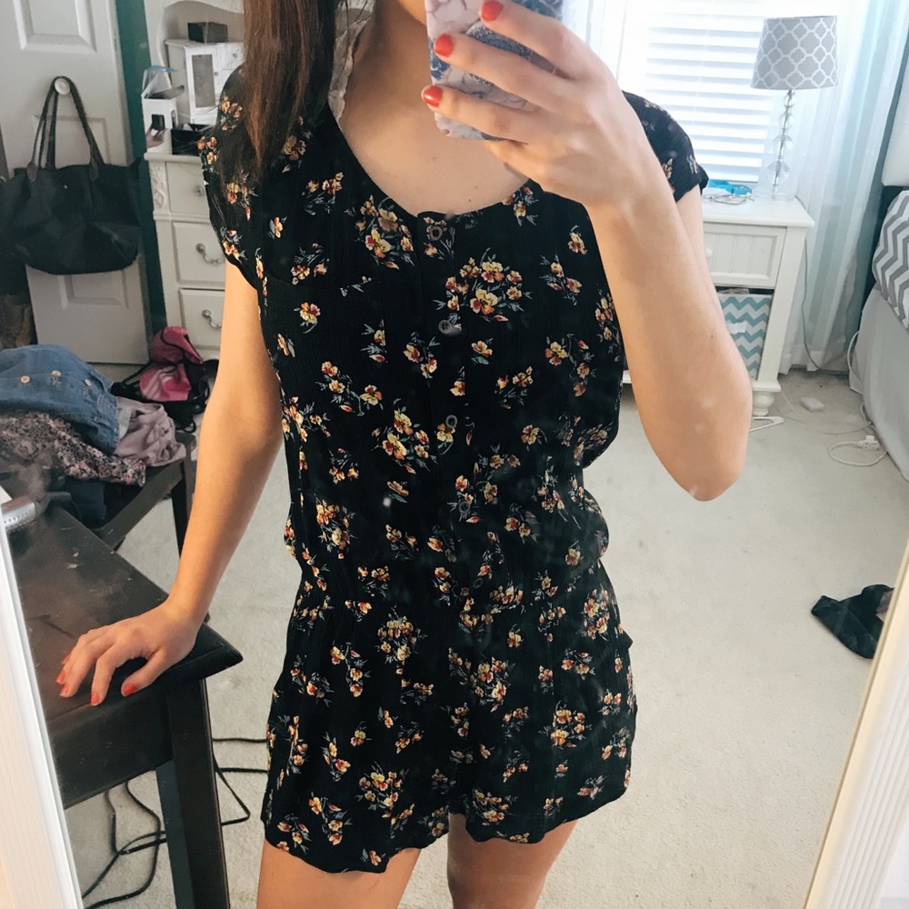Black Floral Romper